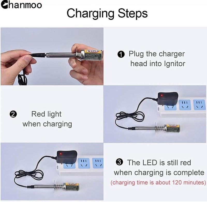Chanmoo Nitro Starter Glow Plug Igniter 3600mAh with Charger Tools Fuel Bottle Combo for 1/8 1/10 RC Crawler Truck Car Nitro Engine Power Redcat HSP Traxxas T-maxx 3.3 80142A Axial Kyosho - Image 4